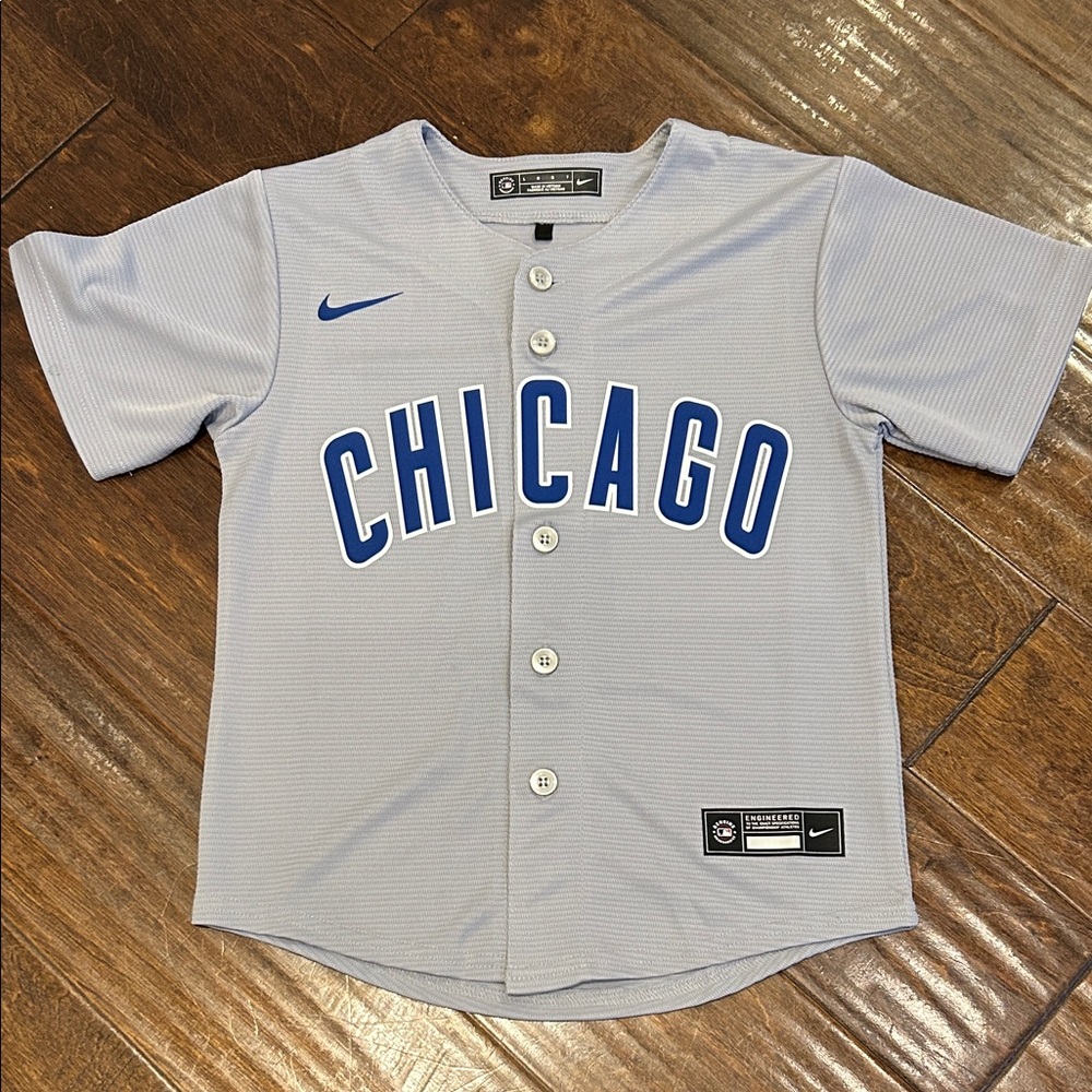 Nike Kids Chicago Cubs Gray and Blue Jersey